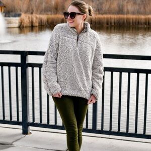 Thread & Supply - Teddy Bear Sherpa Half Zip Pullover Top